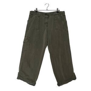Sandro Cargo Convertible Roll Ankle Crop Pants Green Brown Womens 10